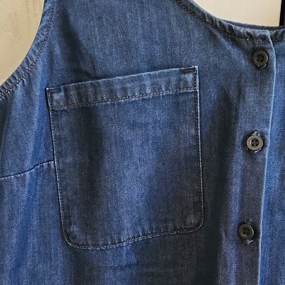 Mavi Women's Krista Rinse‎ Light Denim Romper Size SM Button Down Tie Waist Y2K
